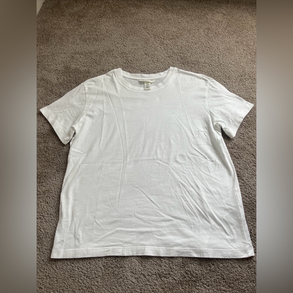 Women’s H&M White T-shirt Oversized Boyfriend Size Medium Crewneck